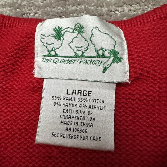 Quacker Factory Sweater Womens Large Red Christmas Reindeer Gingerbread Zip - Picture 8 of 12